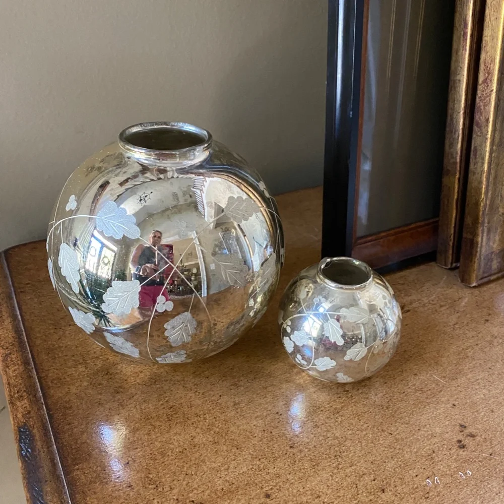 Anthropologie Etched Glass Mercury Vase Small/Medium - Picture 5 of 5